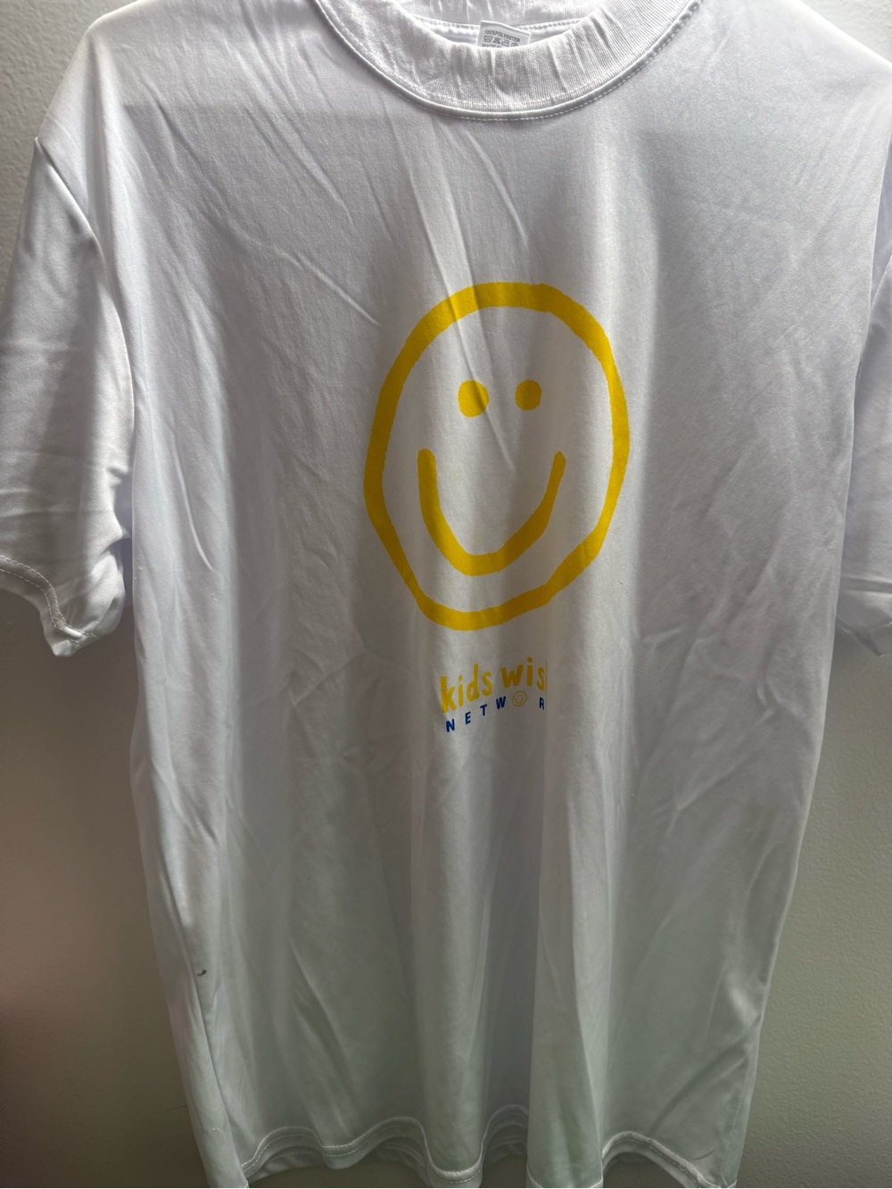 White Short Sleeve Tee with Yellow Smiley